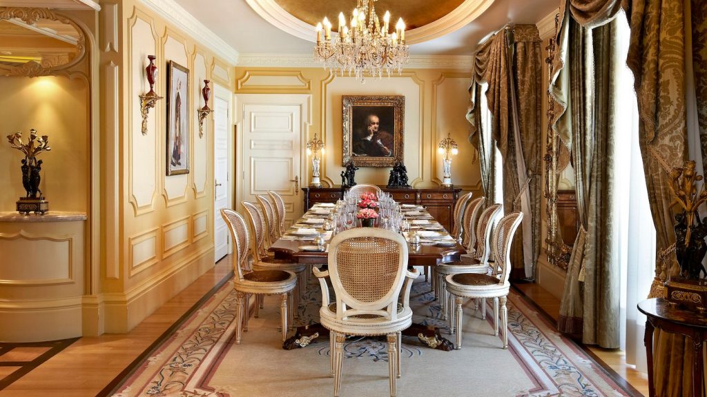Huge dining table, finest material and artworks - Presidential Suite, Hotel Grand Bretagne Athens