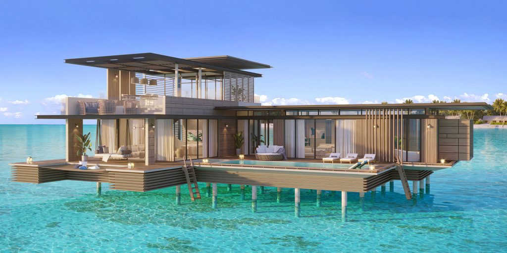 Two-story independent overwater villa maldives