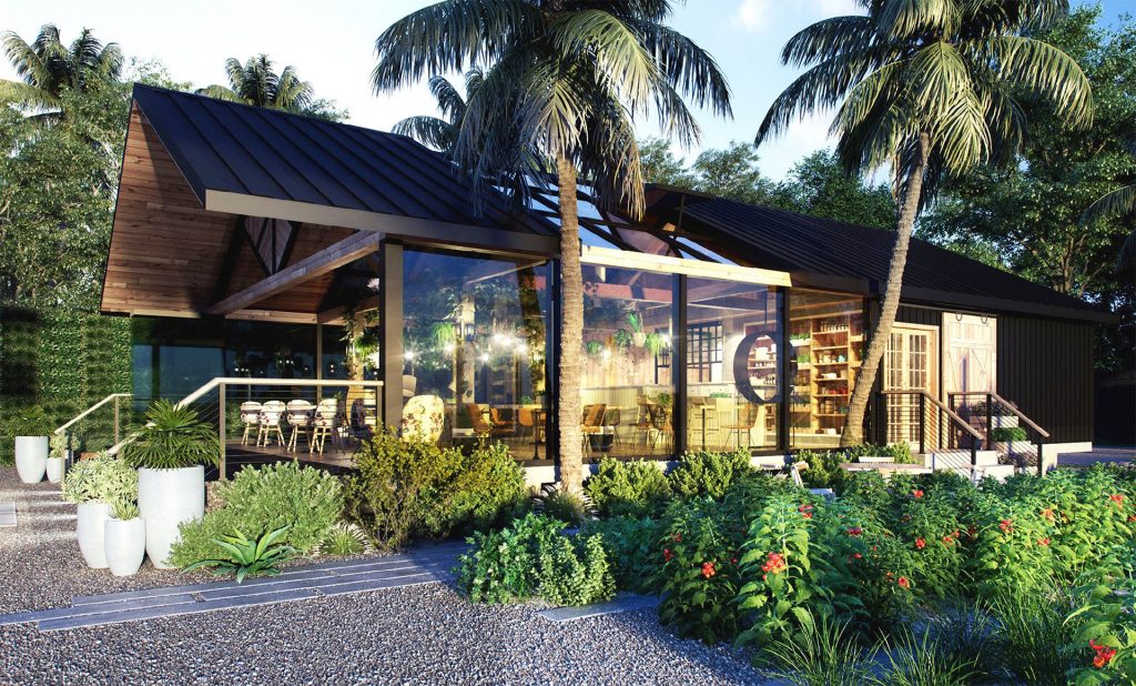 glass window restaurants in the palm tree
